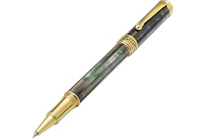 Xezo Maestro stylo roller, pointe fine. Incrustation de nacre noire de Tahiti océanique. Plaqué or 18 carats et titane. Fabriqué à la main, édition limitée, sérialisé