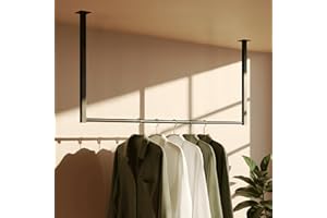 CLP Kleiderstange Fenton I Kleiderständer für Deckenmontage I Garderobenstange aus Metall I für Flur, Garderobe und Schlafzimmer, Größe:100x60 cm