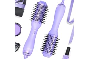 LANDOT Cepillo Secador de Pelo Cepillo de Aire Caliente: Salon One-Step Secador y Voluminizador 60 mm - Acondicionamiento Iónico Moldeador de Pelo - Cilindro de Titanio y Cerámica