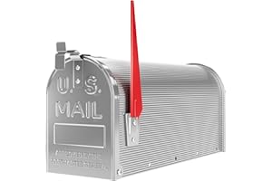 ‎WILTEC Wiltec US Mailbox Silbergrau 150 x 513 x 223 mm, amerikanischer Briefkasten mit Fahne, Wandbriefkasten oder Standbriefkasten Stahl amerikanisches Design