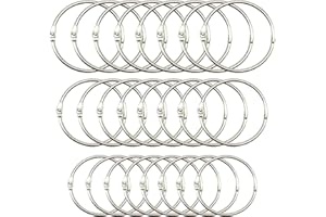 Androxeda 24 pezzi Lbro Anelli 20mm 25mm 30mm Foglia in Metallo Raccoglitore ad Anelli Portachiavi per Scrapbooking/Album/Craft