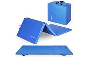 BalanceFrom Thick Tri-Fold Folding Exercise Mat with Carrying Handles for MMA, Gymnastics and Home Gym Protective Flooring 180cm x 60cm / 6ft x 2ft 2 Inch Thick - Multiple Colors