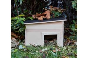 FAHAAM Wooden Hedgehog House with Removable Roof Safe Weatherproof Outdoor Feeding Station