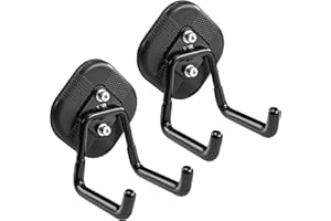 BPOPO Lot de 2 crochets magnétiques extra puissants - Grands crochets magnétiques à suspendre - Pour jardin, garage, abri de jardin - Outils de rangement - Charge lourde - Double crochet - Grand