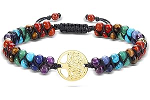 GEHECRST 7 Chakra Bracelet Angel Gemstone Bracelets Natural Chakra Stones Yoga Bracelet Healing Reiki Energy Therapy Good Luck Gemstone for Men and Women