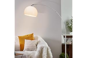 Lámpara curvada Lightbox, acabado cromado, con pantalla de plástico, 166 cm de alto, para una bombilla de E27 máx.Bombilla de 60 W. De plástico, color cromado y blanco.