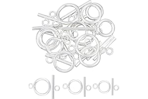 UNICRAFTALE 12 Juegos 3 Tamaños Color Plateado Anillo de Barra Cierres de Palanca Cierres de Joyería de Acero Inoxidable Conectores Cierres de Anillo Y Cierres de Barra