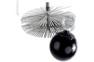 HOLZBRINK 300mm Kaminbesen FEDERSTAHL + Zuggewicht - Kehrbesen Zugbesen Rußbesen Schornsteinfeger Besen Kamin reinigen Schornstein gemauert