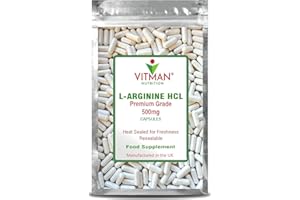 VITMAN NUTRITION L-Arginine 500mg 90 Capsules | Vegetarian & Vegan Safe | Pre & Post Workout | Muscle Protein Amino Acid for Optimal Mass Gym Nutrition - Keto Friendly Formula