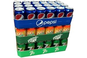 Pepsi Cola, Mirinda Orange & Seven Up Lot de 24 boîtes de 0,33 l XXL (72 boîtes au total)