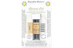 SUGARFLAIR COLOURS Sugarflair Black Blossom Tint Food Colouring and Dusting Powder, Matt Finish, Brush On or Mix with Rejuvenator Spirit to Create a One of A Kind Cake - 7ml