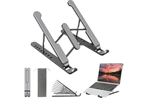 Genérico Altura Soporte para Portátil y Tablet, 8 Ángulos Ajustables, Plegable, Compatible con Macbooks yportatites 10-15.6 Pulgadas, Refrigeración Mejorada, Base Elevadora para Mesa.