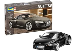 Revell Modellbausatz Auto 1:24 - Audi R8 im Maßstab 1:24, Level 4, originalgetreue Nachbildung mit vielen Details, 07057, Mittel, Schwarz Matt