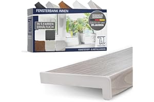 TJ Fensterbank Innen I 25 x 120 cm I Skandinavische Eiche I hochwertige PVC Fensterbank mit Seitenabschluss I Fensterbrett kratzfest & feuchtigkeitsundurchlässig I Fenstersims für Innen