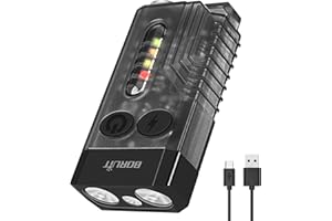 BORUIT V10 Mini Torcia LED, 1000 Lumens Portachiavi Torcia con 80dB allarme acustico, 365nm UV Luce, Torcia magnetica con IPX4 Impermeabile