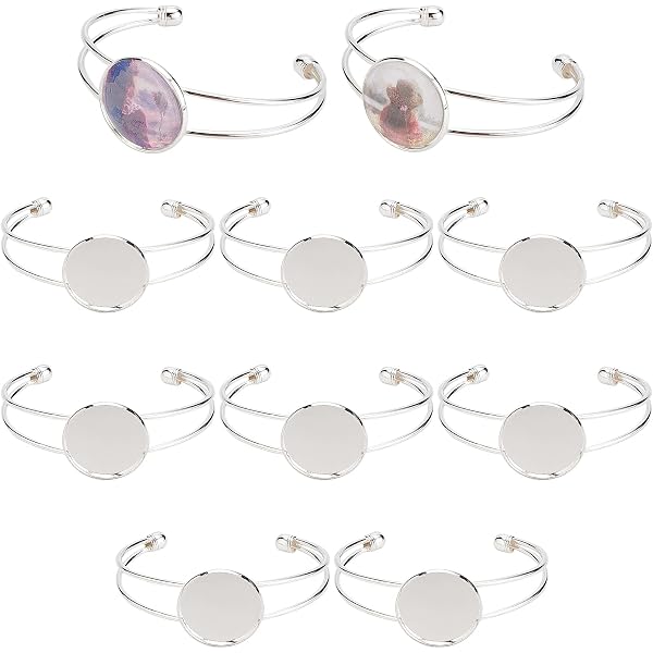 Kit De 8 Boutons De Manchette DIY En Acier Inoxydable Avec Cabochons En Verre - 4 Tailles (12/14/16/18mm) - Idée Cadeau Créative