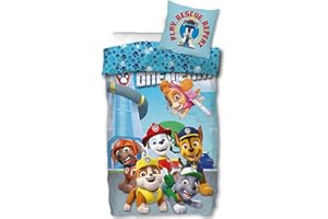 SKYBRANDS Juego de ropa de cama infantil de la Patrulla Canina, 135 x 200 cm, 80 x 80 cm, 100% algodón, juego de 2 piezas, ropa de cama para niños y niñas