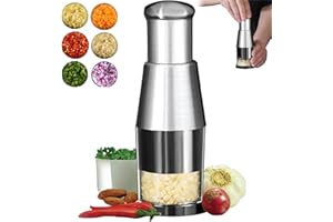ASHOPFUN Hachoir manuel - Presse-ail manuel multifonction - Hachoir à ail pressé multifonction en acier inoxydable - Pour hacher l'ail, l'oignon, les pommes de terre et les poivrons (1 pièce)