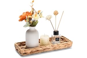 QSIDE GREEN . QUALITY . QSIDE Dekotablett rechteckig geflochten - Naturfarben - 30 x 13 x 3,5 cm - Nachhaltig aus Kürbisgras - Dekoschale - Baddeko - Schlüsselschale - Boho Deko - Flechtkorb - Aufbewahrungskorb (Natur)