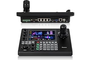 Tenveo NDI|HX3 PTZ-kamerakontroller med 7 tums Quad-View och Joystick 4D Joystick, HDMI 4K30fps, gruppkontroll, banspårning, PoE/VISCA/Pelco-D/P, Tally Light för livestreaming