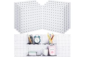 NUANCHU 8 Sets Pegboard Wall Mount Display Pegboard Plastic Garage Pegboard Wall Organizer Pegboard Panel Kit Installation Accessories for Kitchen Living Room Office No Drilling to Wall 10 x 10 Inch (White)