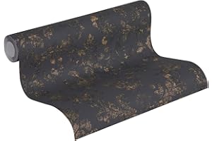 A.S. Création papier peint intissé Neue Bude 2.0 Edition 2 Used Glam papier peint baroque 10,05 m x 0,53 m noir métallisé 374132 37413-2