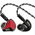 Linsoul ZiiGaat x Fresh Reviews Arete II IEM, Moniteur Intra-auriculaire Hybride 1DD+4BA de 2nd, Ecouteurs HiFi filaires, Coque en Aluminium CNC, avec câble OFC détachable pour Les Musiciens (Rouge)