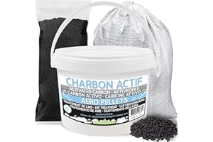 HYDROPLANETE Charbon Actif vendu en sachet de 1kg 2kg / seau de 5kg 10kg / sac de 25kg - Granulés Haute Pureté Purification Filtration de l'Air, Filtre à charbon, Aquarium, Caves à Vin, Hotte (1kg)