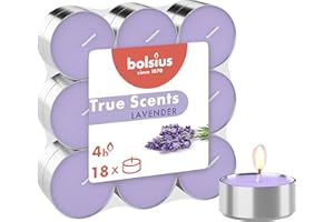 Bolsius - Estado de ánimo Aromas Verdaderos TrueScents - lavanda - Cera Mecha de algodón - Morado Claro - Talla única - 18 unidades - 4 horas - cera vegetal natural - sin aceite de palma