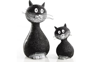 Logbuch-Verlag 2 statuette di gatto in piedi nero bianco 15 cm + 9 cm – decorazione gatti – regalo per gli amanti dei gatti Natale compleanno set regalo
