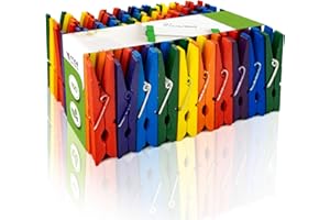 MCE-COMMERCE Holz Wäscheklammern Pinzas de Madera de Abedul, Multicolor, 45 mm, 100 Unidades, carbón