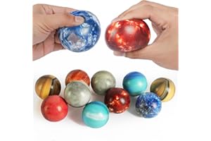Ainiv Anti Stress Spielzeug Bälle, 12 Stück Planetenmuster Stressball, 6cm Schaum Stressabbau Bälle, Stressabbau Spielzeug für Erwachsene Mitgebsel Gastgeschenke Weihnachten