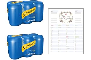 THINK OUTSIDE THE GIFT Lemonade Cans Bundle which Contains Schweppes Lemonade 12 x 330ml - Pack of 12 with Grocery List Card