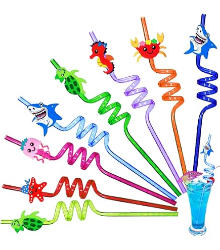 Lot De 16 Pailles Réutilisables Curly Amusantes Pour Fête D'Anniversaire Harry - Pailles Colorées Pour Enfants