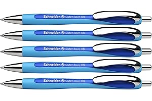 Schneider 132503 Slider Rave XB Kugelschreiber (Strichstärke: XB, dokumentenechte Mine, Made in Germany) 5 Stück, Schreibfarb