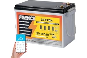 ‎FEENCE MINI Lithium Batterie 12V 200Ah lifepo4 mit BMS Bluetooth 200A, Autobatterie, Lifepo4 200Ah Bluetooth,15000 Zyklen 2560Wh Deep Cycle Lithiumbatterie für Wohnmobile,Solaranlagen,Marine,Wohnwagen