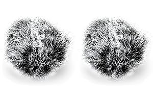 CAM2 Fur Windscreen for Microphone, Fur Microphone Windscreen, Microphone Windscreen, Mini Wind Filter Pop Filter, Fur Lavalier Microphone for (Black White)