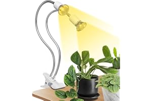 GlowUp Doppia Testa Portalampada E27 con Pinza, 360° Regolabile Lampada a Collo di Cigno Clip, Supporto per lampada a LED con 1.25M Cavo e doppio interruttore, lampada da lettura con pinza