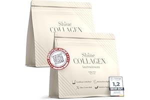 ‎SHINE COLLAGEN Shine Collagen Powder 600 g - 100% Collagen Peptides, Premium Hydrolysate Type 1, 2 and 3, Halal, Perfect Solubility, Neutral in Taste, Pack of 2 (2 x 300 g)