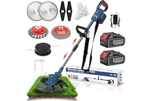 GAPBVYS Coupe Bordure sans Fil avec Batterie Brushless Débroussailleuse à Batterieavec 21V 2 Batteries, Débroussailleuse Electrique sans Fil pour la Coupe 90° Poignée Réglable, pour Jardin Élagage