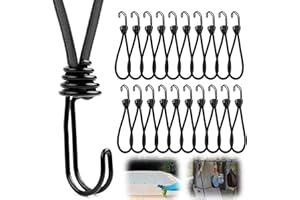 Ziamzra 20 sztuk gumek napinających z haczykami, 20 cm, ekspandery z haczykami, bardzo wytrzymałe napinacze do plandek, napinacze gumowe z haczykiem, czarne, gumowe taśmy z haczykiem do stacjonarnych