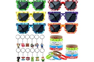 HYZMSZA Video Game Party Bags, 30 Pieces Children's Birthday Party Favours with Game Pixel Glasses Bracelet Key Ring Gamer Theme Party Accessories, Pixel Party Bag Children