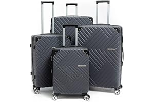 UNIVERSDECOR Lot de 4 Valises Extensibles rigides XXL + 30% de Volume - Lys Paris (Gris foncé)