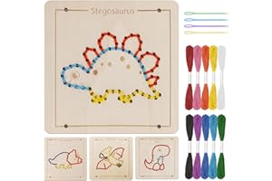 JAIIMEN Montessori Wooden Dinosaur Lacing Toys for Toddlers and Kids Ages 2-4 5-7, Sewing Kit & Fine Motor Skill, Early Education Sensory Preschool Toy for 1 2 3 4 Year Olds, Birthday Gift for Boys and Girls