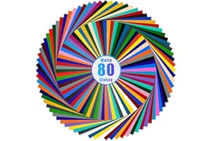 Lya Vinyl 80 Fogli di vinile adesivo, 40 fogli di vinile permanenti a colori opachi e 40 lucidi pellicola adesiva vinile autoadesivo per regali fai da te, tazza, finestra, ceramica, plastica