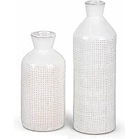 TERESA'S COLLECTIONS Florero de Cerámica Jarrón, Conjunto de 2 Floreros Decorativos Cortijo Rústico Modernos Hechos a Mano Be