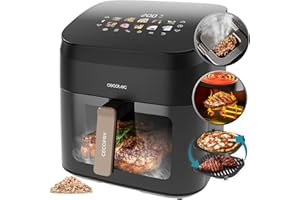 Cecotec Friggitrice ad Aria 8.5 Litri - Air Fryer Cecofry&Grill Smokin' 8500. 2200W, Piastra - Grill, Doppia Resistenza, Affumicatore IntegratoTemperatura Regolabile 40-200°C, 10 Menu