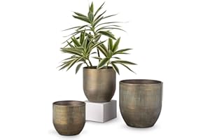 Oairse Lot de 3 Pots d'Extérieur Galvanisés en Zinc - Vintage Ronds et Rustiques pour Plantes ou Décoration d'Intérieur Moderne
