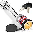 Motovecor Towing Hitch Lock 7 Inch Long Tow Bar Lock 5/8 Inch Chrome Brass Core Locking Mechanism 3-1/2 Inch Gap Hitch Pin Lock Security Towing Hitch Caravan