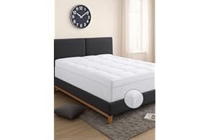 NIGHTSLEEP Microfibre Mattress Topper, 4 Inch/10cm Thick, Supersoft Heavy Fill, Single, Double, King, Super King, Box Stitched, Elasticated Corner Straps, White (Double)